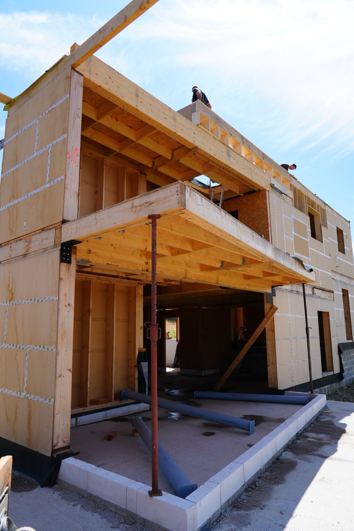 Structure en ossature bois avec isolation, réalisation ID Bois Sprimont